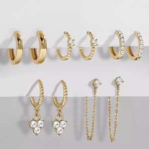 18k Set of Gold Vermeil Stackable Huggies Earrings